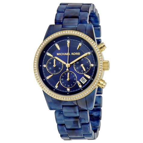 michael kors navy blue leather watch|Michael Kors Watch model nadja.